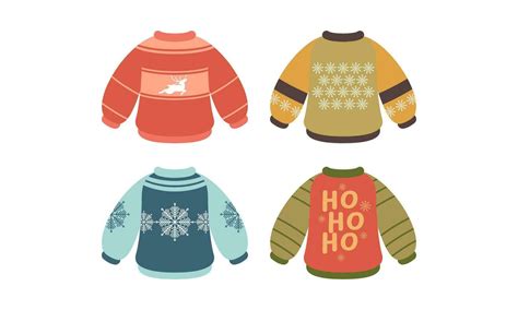 Cartoon Christmas Ugly Sweaters Colection 35407814 Vector Art At Vecteezy