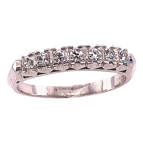 14 Karat White Gold Diamond Wedding Anniversary Band Ring For Sale At