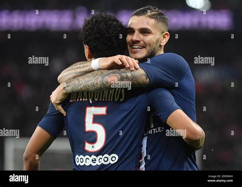 Paris Saint Germain S Mauro Icardi Celebrates Scoring During The Ligue