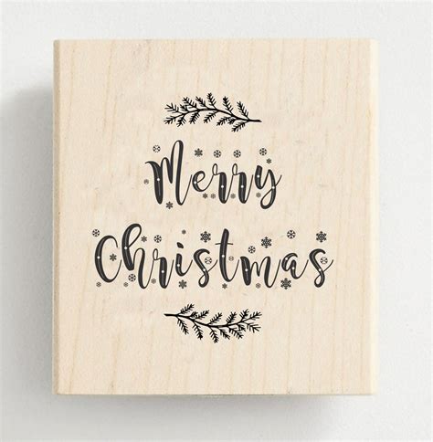 Merry Christmas Rubber Stampscard Making Stampcursive Merry Etsy