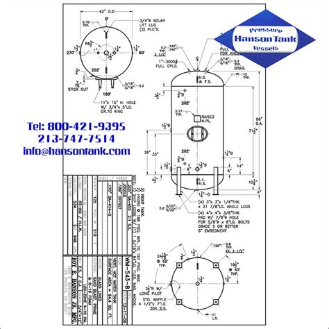 Wm B Gallon Solar Hot Water Tank Asme Hlw Hanson Tank