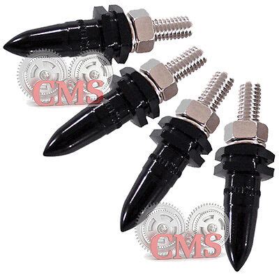 Black Long Spike License Plate Frame Bolt Kit Motorcycle Lic Tag