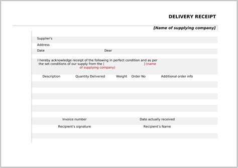 Delivery Receipt Template Delivery Receipts Nutemplates Delivery