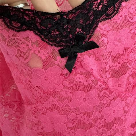 Sheer Hot Pink And Black Mini Slip Dress Size Depop