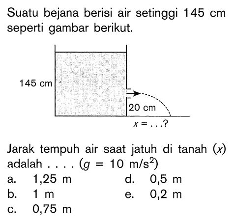Suatu Bejana Berbentuk Silinder Berisi Air Setinggi 25 M