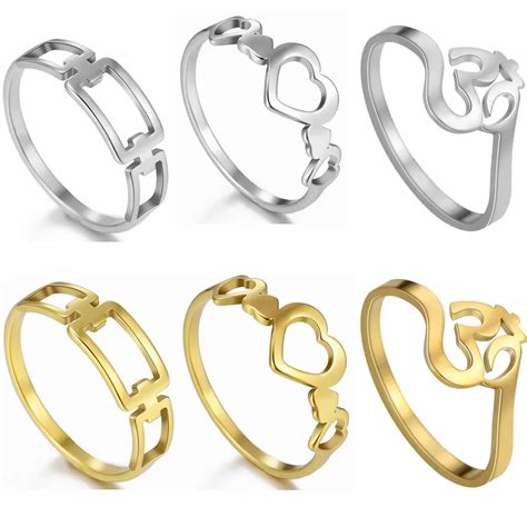 Roestvrij Staal Eenvoudige Hart Metal Hollow Ketting Ringen Voor