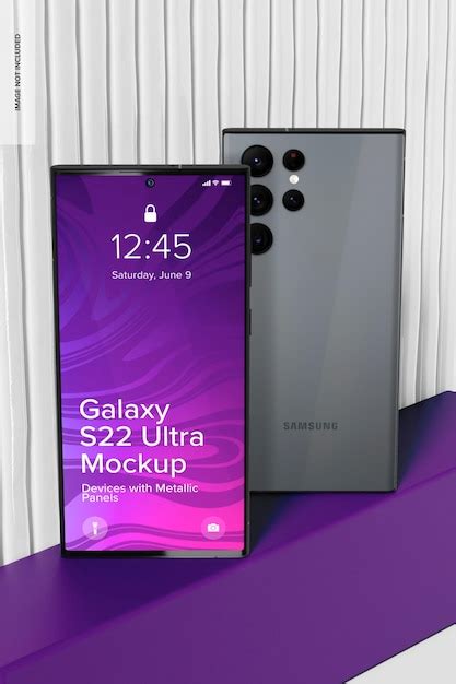 Premium Psd Galaxy S22 Ultra With Metallic Panels Mockup Front And