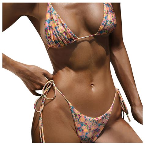 Kdfjpth Swimsuit For Women Sexy Small Floral Strap Bikini Beach