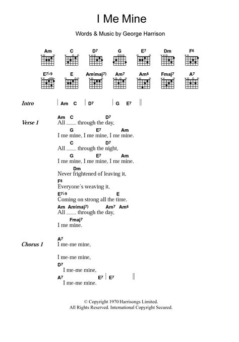 I Me Mine By The Beatles Guitar Chordslyrics Guitar Instructor