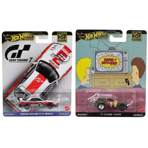 Hot Wheels 2024 Premium Pop Culture Nissan GT R R34 And Packin Pacer Set MINIATURE TOY SHOP