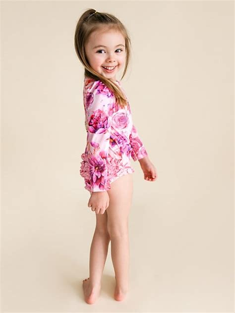 Shop Posh Peanut Baby's & Little Girl's Floral Frill-Trim Rashguard ...