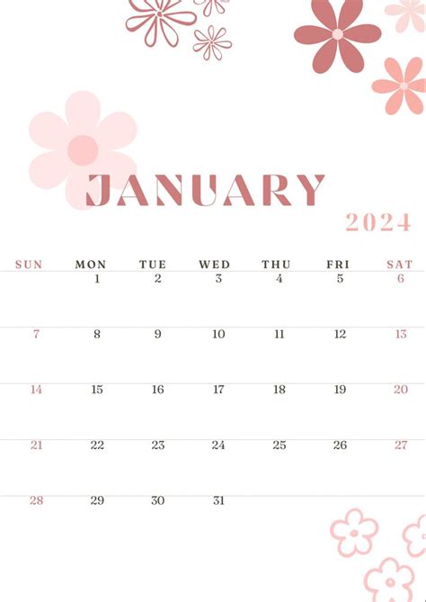 January Calendar 2024 January Calendar Calendar Background Study