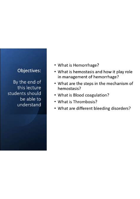 Solution Hemostasis Thrombosis Bleeding Disorder Hemorrhage Blood