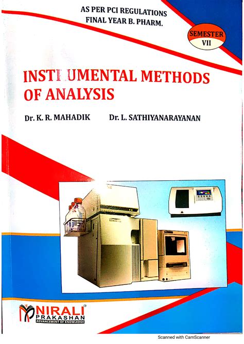 Instrumental Method Of Analysis Nirali Prakashan Introduction To Pharmacology