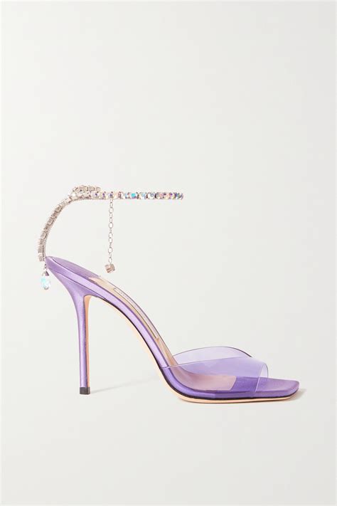 Jimmy Choo Saeda 100 Crystal Embellished Pvc And Satin Sandals In