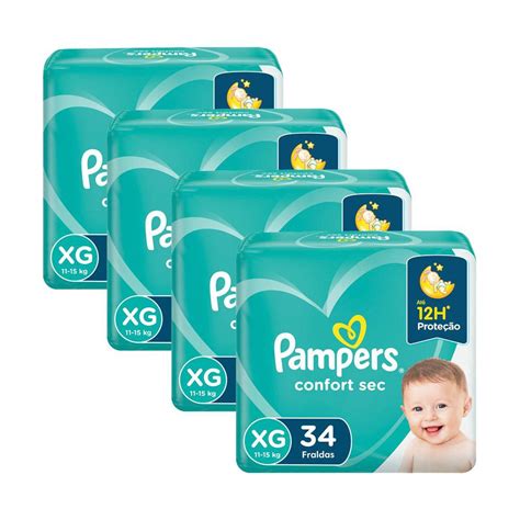 Kit Fralda Pampers Confort Sec Tamanho Xg Com 136 Unidades Submarino