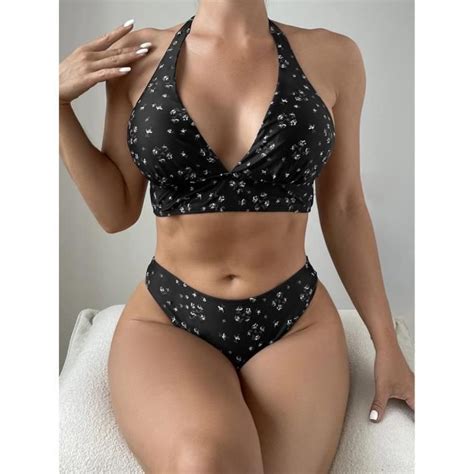 Maillots De Bain Femme Sexy Hot Femmes Bikini Ensemble Imprimé Trois