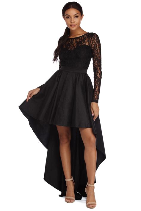 Tamia Black Lace Drama Dress Trendy Party Dresses Black Short Dress