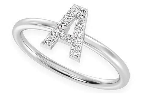 Icebox - Alphabet Letter Diamond Ring 14k Solid Gold 0.20ctw