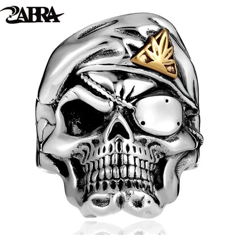 Zabra Solid Silver One Eye Mask Skull Ring For Men High Polished