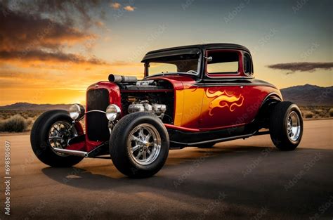 Beautiful hot rod vintage redcar, automotive wallpaper, background ...