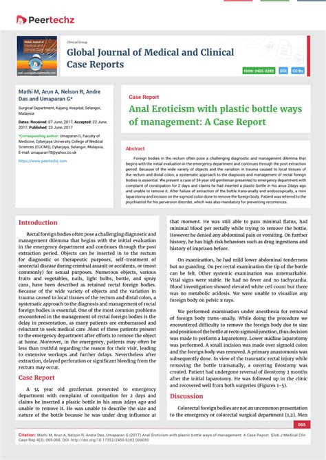 PDF Anal Eroticism With Plastic Bottle Ways Of Management A Case Report