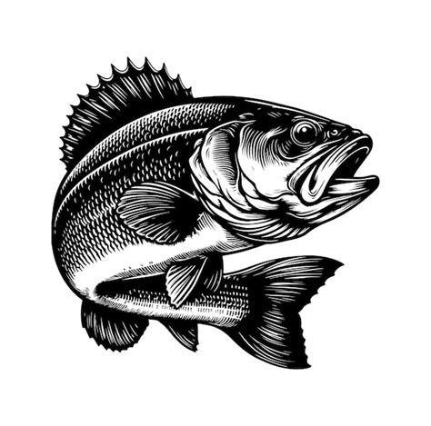 Bassfisch Silhouette Fisch Vektor Illustration Springende Fische