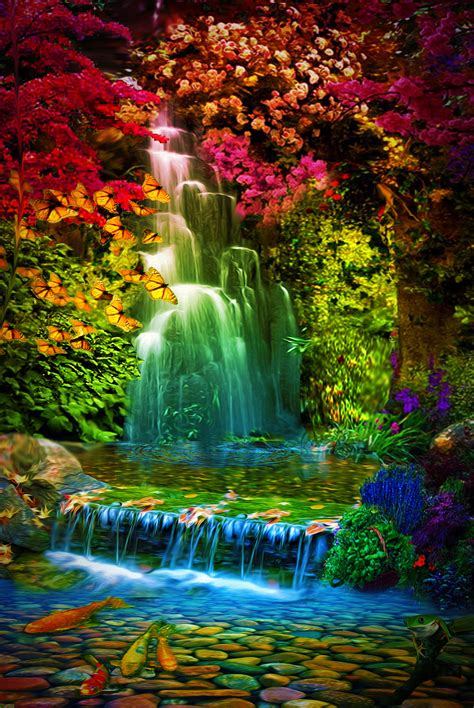 Water Garden Beau Paysage Paysage Magnifique Dessin Paysage