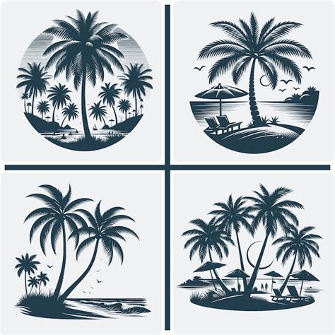 Premium Vector Beach Scene Svg Bundle Palm Tree Svg Palm Tree Svg