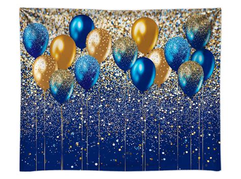 Buy Funnytree 8X6FT Soft Fabric Balloons Backdrop Royal Blue And Gold