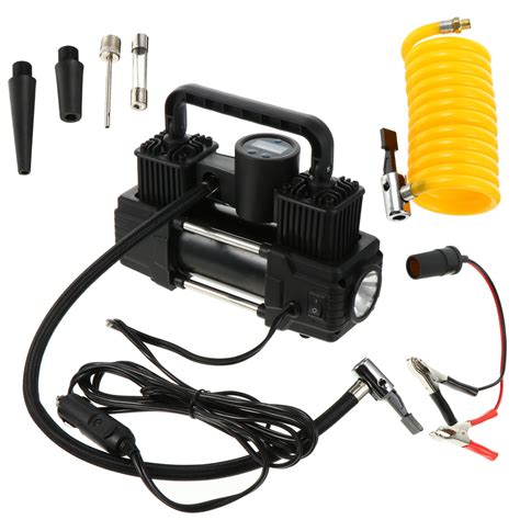 Tire Inflator Heavy Duty Double Cylinders With Portable Bag Metal 12V