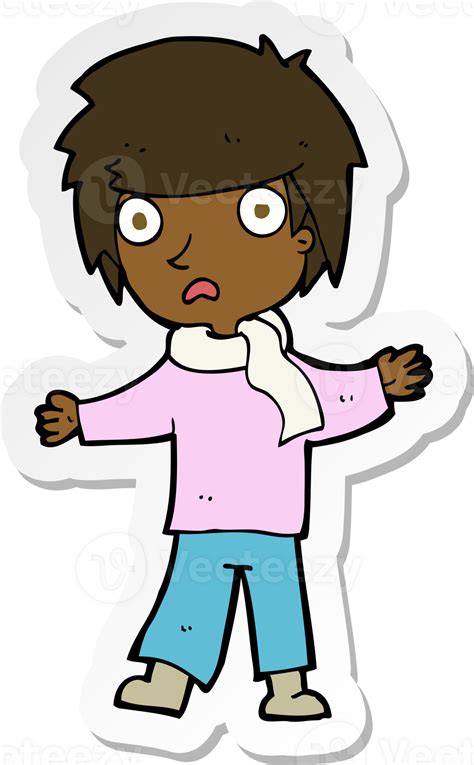 Sticker Of A Cartoon Unhappy Boy 39901136 PNG