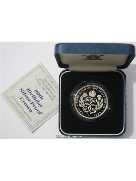 1990 Uk Royal Mint 90th Birthday Silver £5 Five Pound Crown Proof Coin