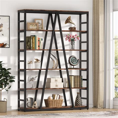 Buy Tribesigns 6 Tier Bookshelf 71 Inch Tall Bookcase Industrial