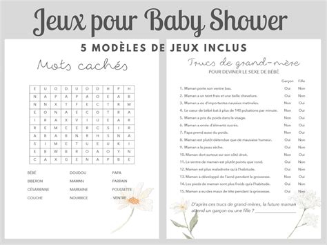 Jeux Baby Shower En Fran Ais Imprimer Th Me Floral Marguerite Et