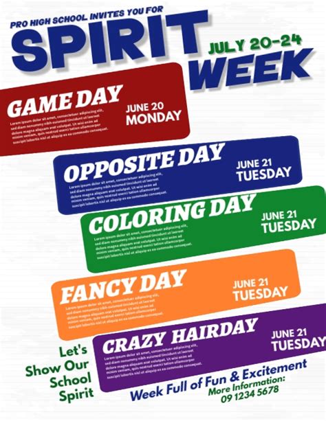 Spirit Week Poster Template Postermywall