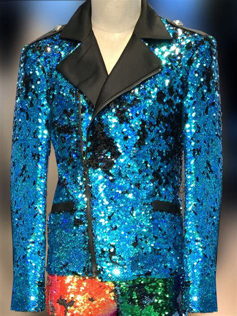 Sequin Bomber Jacket Teal Jacket Angelino