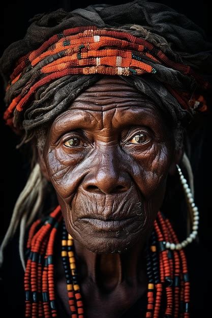 Premium Photo A Close Up Of A Person Wearing A Headdress