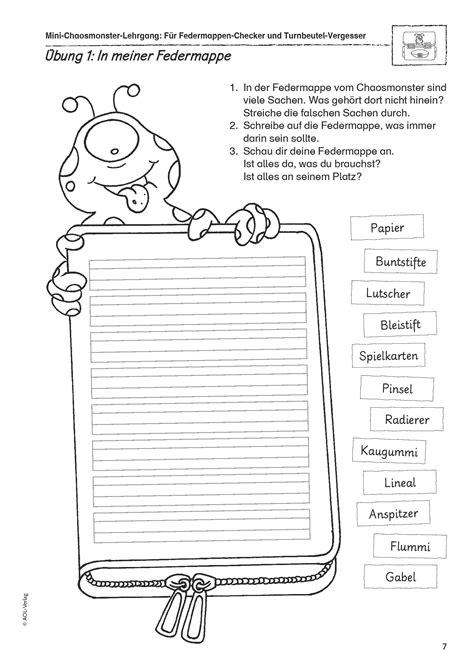 Grundschule Unterrichtsmaterial Diagnostik und Förderung Federmappen