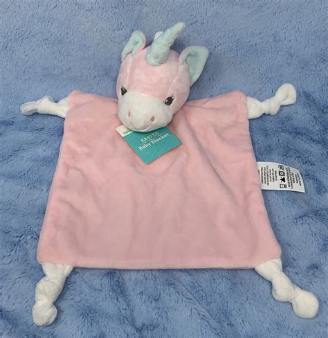 Dan Dee Walmart Pink Unicorn Baby Security Blanket White Knot Corners