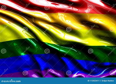La Bandera Del Orgullo Gay Del Arco Iris Tridimensional Rinde Textura Del Sat N Stock De