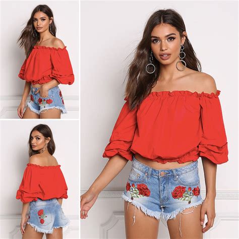 Red Off Shoulder Ruched Crop Top Clothing Manufacturer Oem Service