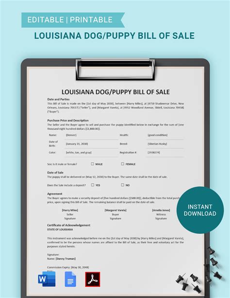 Louisiana Rv Bill Of Sale Template Google Docs Word Pdf Template Net