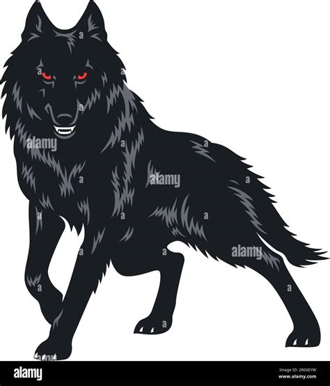 Illustration Of Aggressive Black Wolf Stock Vector Image And Art Alamy