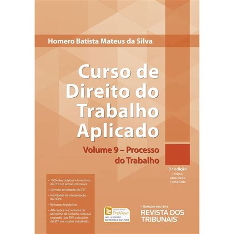 Curso De Direito Do Trabalho Aplicado V 9 3ª Edição Submarino