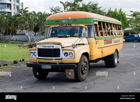 A Brightly Painted Local Bus In Apia Upola Island Samoa Stock Photo