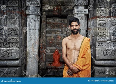 Indian Young Brahmin Stands Near The Temple Of Krishna July 17 2013