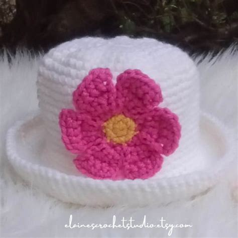 Rolled Brim Hat Flower Brim Hat Crochet Hat Crochet Flower T For Her T For Girls Etsy