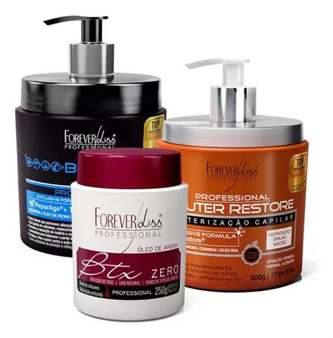 Kit Forever Liss Cauterização Blindagem Btx Argan 250g