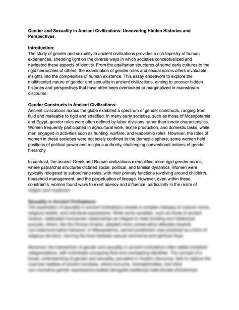 SOLUTION: Gender and sexuality in ancient civilizations uncovering